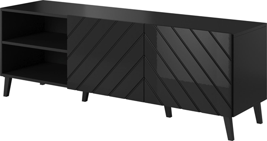 Picture of Cama Meble Szafka RTV ABETO 150x42x52 czarny/czarny poysk