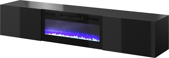 Picture of Cama Meble Szafka RTV SLIDE 200K z kominkiem elektrycznym 200x40xH37 caa w czarnym poysku