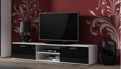 Attēls no Cama Meble Szafka RTV SOHO 180 biay/ czarny poysk