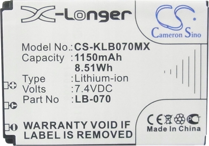 Picture of Cameron Sino Akumulator Bateria Typu Lb-070 Lb070 Do Kodak Pixpro S1 S-1 Az651 Astro Zoom Az652 Az901 / Cs-klb070mx