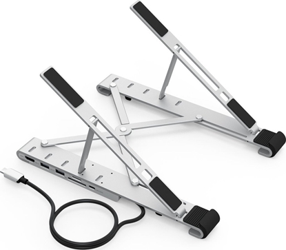 Изображение Choetech Choetech podstawka stacja wielofunkcyjna do laptopa PD/USB-C HDMI(4K/30Hz)/2xUSB-A/1xUSB-C/1xSD/1xTF czarny (HUB-M43)