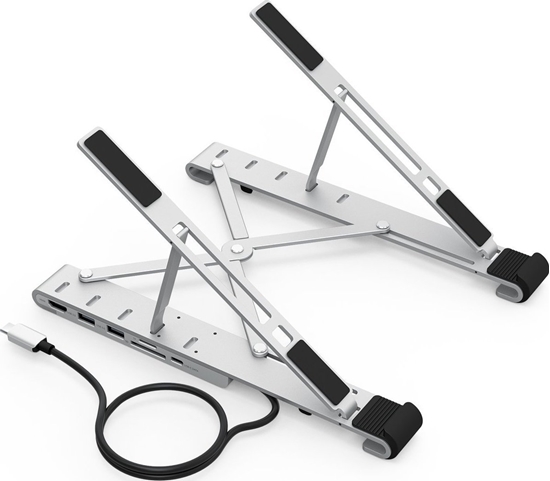 Изображение Choetech Choetech podstawka stacja wielofunkcyjna do laptopa PD/USB-C HDMI(4K/30Hz)/2xUSB-A/1xUSB-C/1xSD/1xTF czarny (HUB-M43)