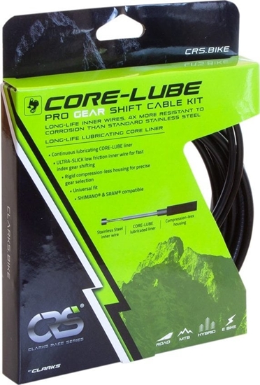 Изображение Clarks Zestaw linki przerzutki z pancerzem CLARKS RACE SERIES, Core-Lube Universal Pro Gear Shift Cable Kit, Uniwersalny