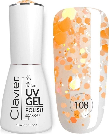 Picture of Clavier Luxury lakier hybrydowy z drobinkami holograficznymi 108 Orangeade 10ml