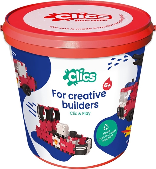 Изображение Clics Clics Wiaderko 8w1 127 el. - Klocki konstrukcyjne - Stra poarna