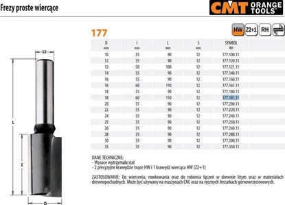 Изображение Taisnā pirkstfrēze CMT 177.181.11; 18/60 mm