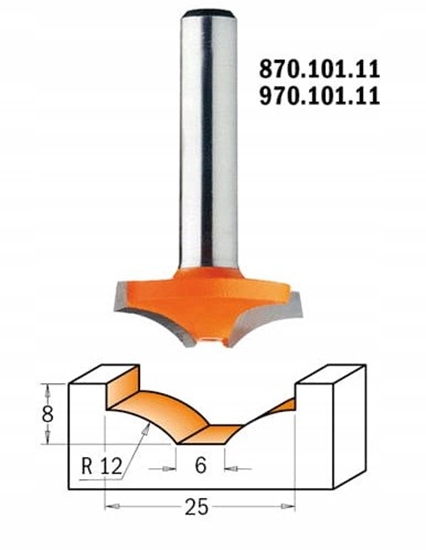Изображение Profilfrēze CMT; S=8 mm; D=25 mm; R=12 mm