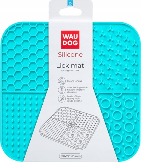 Picture of Collar WAU DOG MATA DO LIZANIA SILIKONOWA        PROSTOKTNA 21,1x21,1x3cm NIEBIESKA