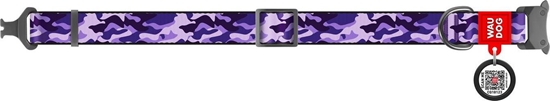 Изображение Collar WAU DOG OBROA NYLON Z ADRESÓWK QR       KLAMRA METAL 25mm/37-58cm FIOLETOWE CAMO