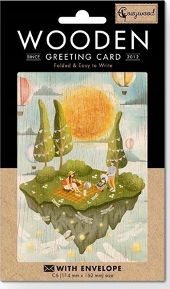 Attēls no Cozywood Karnet drewniany C6 + koperta Narodziny piknik