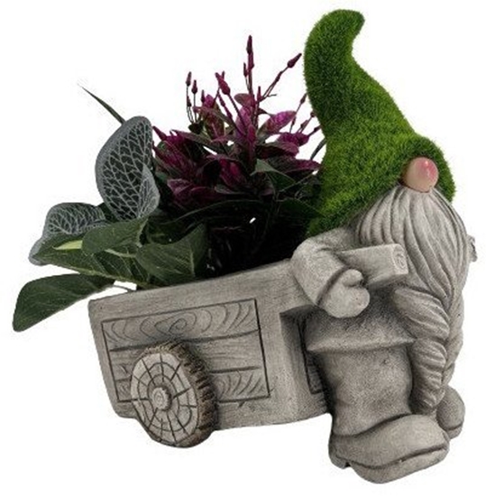 Picture of DECORATION GNOME WITH CART 15.5X26X27CM