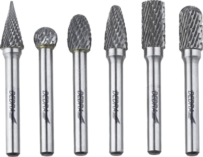 Изображение Dedra Frezy trzpien.do metalu 6szt zestaw,trzpie 6mm,wglik wolfr