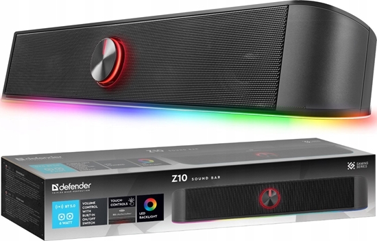 Picture of Defender Soundbar Z10, 2.0, 6W, czarny, regulacja g�o�no�ci, Pod�wietlenie LED, USB/Bluetooth, 80Hz-20kHz
