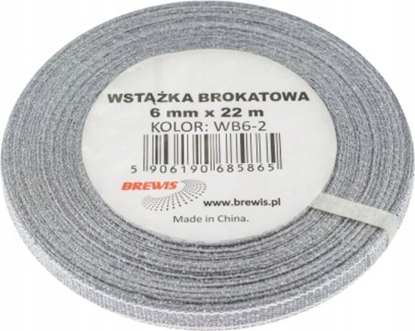 Изображение Dekoracja witeczna Teka Wst±ka brokatowa srebrna 6mmx22m