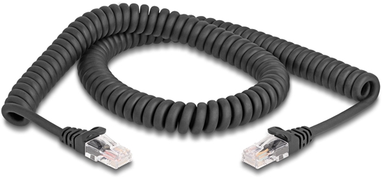 Picture of Delock RJ45 Coiled Cable male to male Cat.5e 2 m black