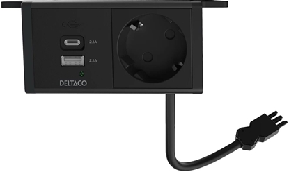 Attēls no DELTACO power panel, 1 socket, 1x21W A+C USB charger, GST18 connection