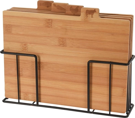 Picture of Deska do krojenia Excellent Houseware drewniana 4szt. ze stojakiem