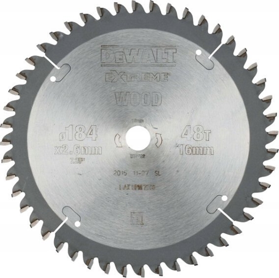Изображение Dewalt DEWALT Tarcza pilarska do pilarek przenonych (184x16mm, 48 zby) - DT4092-QZ