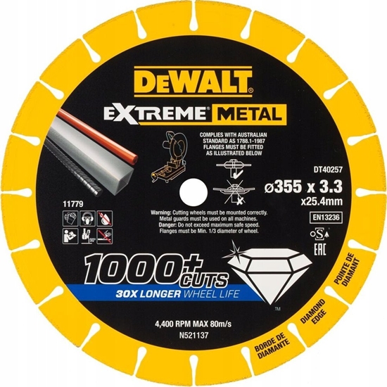 Изображение Dewalt Tarcza Metal 355x3,3x25,4mm Diamentowa (DT40257)