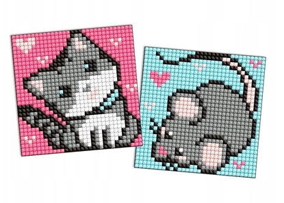 Attēls no Diamentowa mozaika na naklejce IDEYKA, 9x9 cm, kids, szarzy przyjaciele, 2 szt.