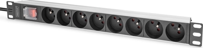 Изображение Digitus Socket strip with aluminum profile and switch, 8-way CEE 7/5, 2 m cable safety plug with grounding contact