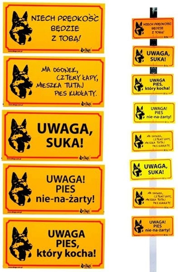 Picture of Dingo Tabliczka ostrzegawcza PCV - "Ma ogonek, cztery apy, mieszka tutaj pies kudaty"