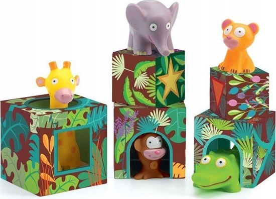 Picture of Djeco Zestaw kubków z gumowymi zwierztami - Maxi Topanidungl