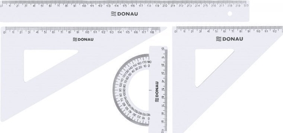 Picture of Donau Zestaw geometryczny DONAU, duy, z linijk 30cm, zawieszka, transparentny