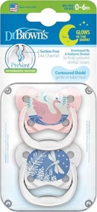 Picture of Dr Browns PV12007 SMOCZEK ORTODONTYCZNY PREVENT RÓOWY WIECCY 2SZT 0-6