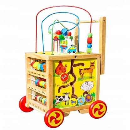 Picture of Drewniany Pchacz Kostka Chodzik/Jedzik Edukacyjny dla Dzieci Interaktywny