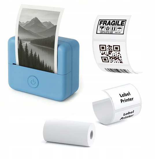 Picture of Drukarka Termiczna Bluetooth Do Zdj Naklejek Notatek Etykiet Aplikacja Ai / X6 / Niebieski