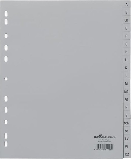 Picture of Durable PRZEKADKI A4 MAXI PP A-Z ALFABETYCZNE SZARE 20 PRZEKADEK DURABLE