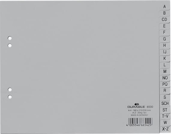 Picture of Durable PRZEKADKI A4 POZIOM PP A-Z ALFABETYCZNE SZARE 20 PRZEKADEK DURABLE