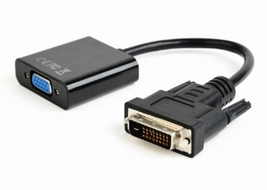 Изображение DVI-D uz VGA adaptera kabelis, melns, blisteris, Cablexpert A-DVID-VGAF-02