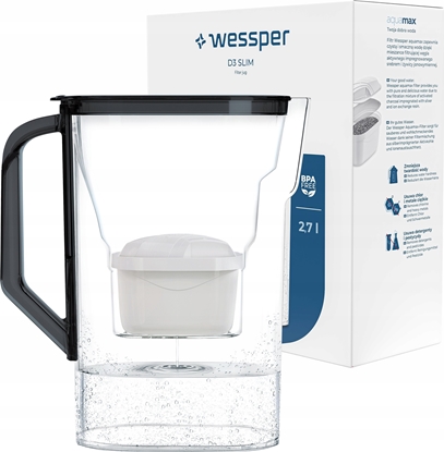 Attēls no Dzbanek filtrujcy Wessper D3 Slim Aquamax czarny