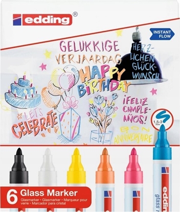 Picture of Edding Marker do powierzchni szklanych E-95 EDDING, 1,5-3 mm, 6 szt., mix kolorów
