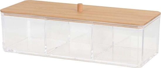 Picture of Eleganza Pojemnik na kosmetyki, akcesoria do makijau, organizer akrylowy, bambusowy, make-up, 23,5x9,5 cm