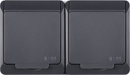 Изображение Elektro-Plast HERMES Gniazdo podwójne z/u 2P+Z SCHUKO IP44 antracyt 0325-07