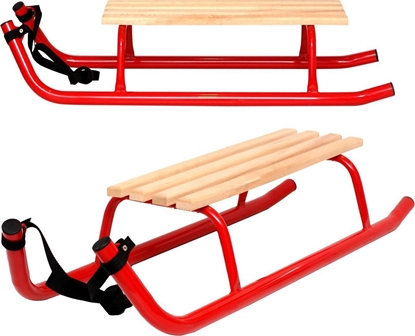 Изображение Enero Sanki zimowe rekreacyjne metalowe kuligowe 2 osobowe wzmocnione czerwone