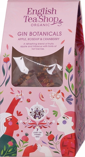 Изображение English Tea Shop Herbata BIO, seria GIN BOTANICALS, Jabko, Dzika Róa & urawina, 7 piramidek