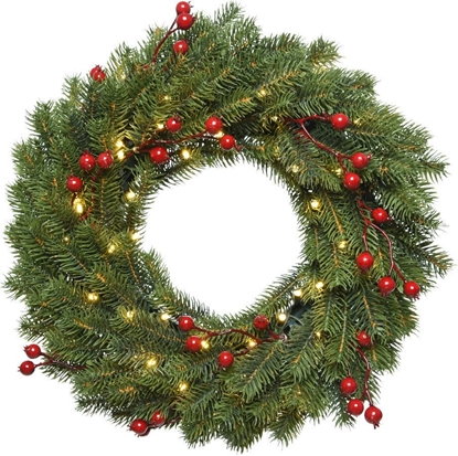Изображение Dekoracja witeczna Enne Greta conifer wreath with berries and LED lights, 40 cm