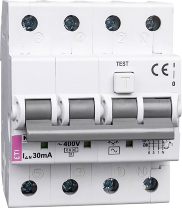 Изображение Eti-Polam Wycznik rónicowo-nadprdowy 4P 20A B 0,03A typ AC KZS-4M 002174005