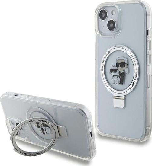 Изображение Etui Karl Lagerfeld KLHMP15SHMRSKCH Apple iPhone 15 / 14 / 13 hardcase Ring Stand Karl&Choupettte MagSafe biay/white