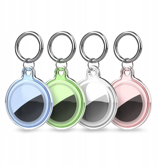 Picture of Etui na Apple AirTag wodoodporne - transparentne, zielone, niebieskie, róowe - 4 sztuki