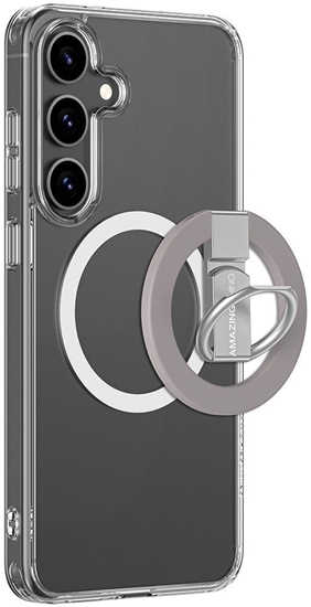 Изображение Etui silikonowe AMAZINGTHING Minimal Mag Case z piercieniem magnetycznym i ringiem magnetycznym do Samsung Galaxy S25+ - przezroczyste