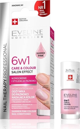 Picture of Eveline Eveline Nail Therapy Odywka do paznokci nadajca kolor 6w1 SHIMMER PINK 5ml