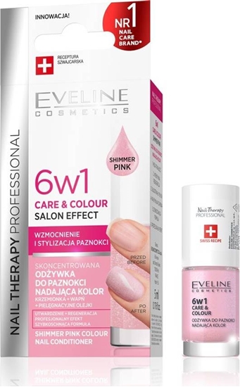 Picture of Eveline Eveline Nail Therapy Odywka do paznokci nadajca kolor 6w1 SHIMMER PINK 5ml