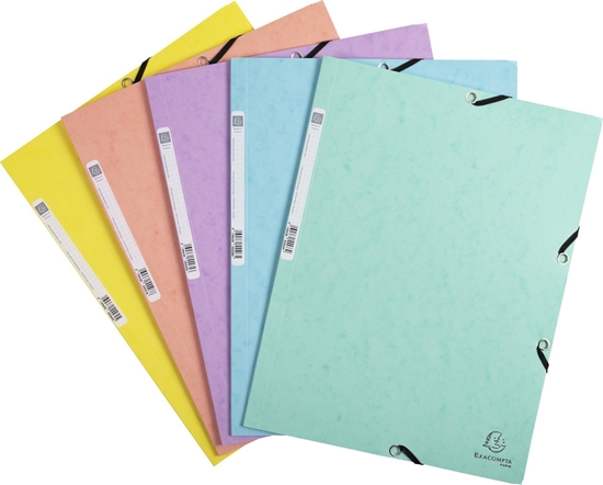 Изображение Exacompta Exacompta 55560E, Conventional file folder, A4, Pressboard, Assorted colours, Blue, Coral, Green, Mauve, Yellow, 250 sheets, 400 g/m²