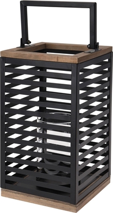 Изображение Excellent Houseware Lampion na wiece do powieszenia metalowy czarny 15x15x28cm