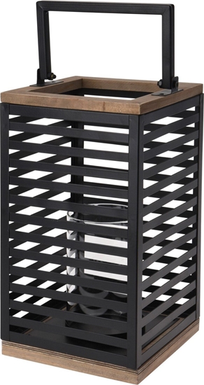 Изображение Excellent Houseware Lampion na wiece do powieszenia metalowy czarny 15x15x28cm